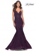 Picture of: Beautiful Mermaid Lace Applique Gown with Open Back in Dark Berry, Style: 31316, Main Picture