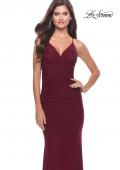 Picture of: Long Net Jersey Dress with Illusion Waist in Dark Berry, Style: 31585, Main Picture