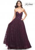 Picture of: A-Line Gown with Lace Lining and Beaded Embellishments in Dark Berry, Style: 31954, Main Picture