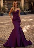 Picture of: Mermaid Stretch Mikado Evening Dress with Illusion Back in Dark Berry, Style 32791, Main Picture