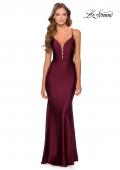 Picture of: Long Prom Dress with Knotted Detail and Lace Up Back in Burgundy, Style: 28574, Detail Picture 8