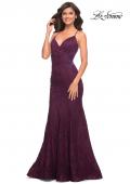 Picture of: Lace Gown with Sheer Lace Applique Side Panels in Purple, Style: 30537, Detail Picture 8