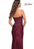 Picture of: Stunning Strapless Jeweled Lace and Jersey Dress in Dark Berry, Detail Picture 8