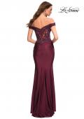 Picture of: Illusion Lace Top with Jersey Long Gown in Dark Berry, Detail Picture 8