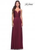 Picture of: Versatile Long Jersey Gown with V and Slit in Dark Berry, Style: 31090, Detail Picture 8