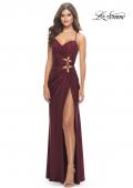 Picture of: Jersey Long Prom Dress with Trendy Waist Cut Outs in Dark Berry, Style: 31174, Detail Picture 8