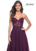 Picture of: Rhinestone Tulle A-Line Gown with Lace Bodice in Jewel Tones in Dark Berry, Style: 32253, Detail Picture 8