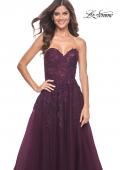 Picture of: Sweetheart Tulle Strapless Gown with Lace Applique in Dark Berry, Style: 32304, Detail Picture 8