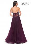 Picture of: A-Line Tulle Ballgown with Lace Illusion Bodice in Dark Berry, Style: 32313, Detail Picture 8