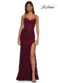 Picture of: Stretch Lace Prom Dress with Illusion Back and Sides in Dark Berry, Style: 32529, Detail Picture 8