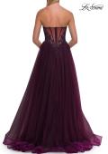 Picture of: Strapless Lace Corset Tulle Gown with Slit in Dark Berry, Style: 33363, Detail Picture 8