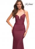 Picture of: Stunning Luxe Jersey Dress with Deep V Neckline in Dark Berry, Detail Picture 9