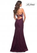 Picture of: Lace Gown with Sheer Lace Applique Side Panels in Purple, Style: 30537, Detail Picture 9
