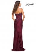 Picture of: Stunning Strapless Jeweled Lace and Jersey Dress in Dark Berry, Detail Picture 9
