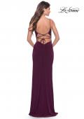 Picture of: Elegant Jersey Dress with Ruching and Square Neckline in Dark Berry, Style: 31078, Detail Picture 9