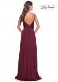 Picture of: Versatile Long Jersey Gown with V and Slit in Dark Berry, Style: 31090, Detail Picture 9