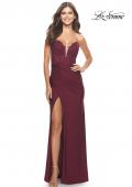 Picture of: Long Dress with Jersey Skirt and Lace Illusion Bodice in Dark Berry, Style: 31182, Detail Picture 9