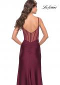 Picture of: Illusion Bodice Dress with Boning and Twist Detail in Dark Berry, Style: 31229, Detail Picture 9