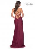 Picture of: Illusion Lace Bodice Prom Dress with Rhinestones in Purple, Style: 31988, Detail Picture 9