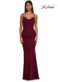 Picture of: Net Jersey Prom Dress with Lace Neckline Detail in Dark Berry, Style: 32357, Detail Picture 9
