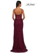 Picture of: Stretch Lace Prom Dress with Illusion Back and Sides in Dark Berry, Style: 32529, Detail Picture 9