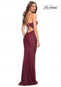 Picture of: Stunning Luxe Jersey Dress with Deep V Neckline in Dark Berry, Detail Picture 10