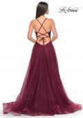 Picture of: A-Line Prom Dress with Sequin Lining and Illusion Top in Dark Berry, Style: 31986, Detail Picture 10