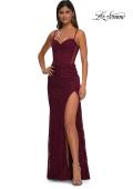 Picture of: Stretch Lace Prom Dress with Illusion Back and Sides in Dark Berry, Style: 32529, Detail Picture 10