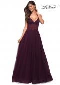 Picture of: Tulle A-line Prom Dress with Corset Sheer Bodice in Dark Berry, Detail Picture 11