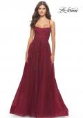 Picture of: A-line Tulle Gown with Floral Embroidery and Pockets in Dark Berry, Style: 31135, Detail Picture 11