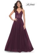 Picture of: A-Line Prom Dress with Illusion Ruched Bodice in Dark Berry, Style: 31457, Detail Picture 11