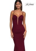 Picture of: Ruched Corset Top Prom Dress with Deep V in Dark Berry, Style: 32642, Detail Picture 11