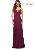 Picture of: Elegant Criss-Cross Ruched Bodice Jersey Dress in Dark Berry, Style: 30571, Detail Picture 12