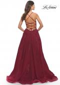 Picture of: A-line Tulle Gown with Floral Embroidery and Pockets in Dark Berry, Style: 31135, Detail Picture 12