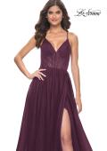 Picture of: A-Line Prom Dress with Illusion Ruched Bodice in Dark Berry, Style: 31457, Detail Picture 12