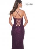 Picture of: Intricate Lace Up Back Prom Dress in Beaded Lace in Dark Berry, Style: 31973, Detail Picture 12