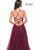 Picture of: A-Line Prom Dress with Sequin Lining and Illusion Top in Dark Berry, Style: 31986, Detail Picture 12