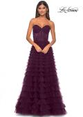 Picture of: A-Line Ruffle Tulle Prom Dress with Sweetheart Top in Dark Berry, Style: 32283, Detail Picture 12