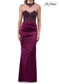 Picture of: Beaded High Neck Lace-Up Jersey Gown in Dark Berry, Style: 33696, Detail Picture 12