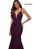 Picture of: Long Mermaid Lace Dress with Back Rhinestone Detail in Dark Berry, Style: 28355, Detail Picture 13