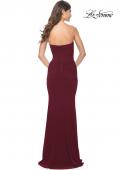 Picture of: Strapless Ruched Net Jersey Gown with Sweetheart Top in Dark Berry, Style: 31899, Detail Picture 13