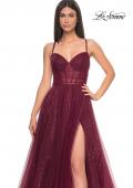 Picture of: A-Line Prom Dress with Sequin Lining and Illusion Top in Dark Berry, Style: 31986, Detail Picture 13