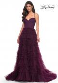Picture of: Ruffle Tulle A-Line Dress with Satin Bustier Top in Purple, Style: 32071, Detail Picture 13