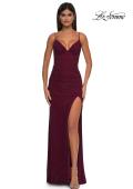 Picture of: Rhinestone Net Jersey Ruched Dress with Corset Top in Dark Berry, Style: 32753, Detail Picture 13