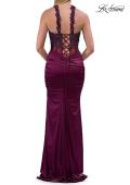 Picture of: Beaded High Neck Lace-Up Jersey Gown in Dark Berry, Style: 33696, Detail Picture 13