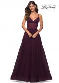 Picture of: Tulle A-line Prom Dress with Corset Sheer Bodice in Dark Berry, Detail Picture 14