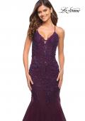 Picture of: Mermaid Tulle and Lace Jeweled Prom Dress in Dark Berry, Style: 30584, Detail Picture 14