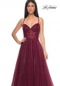 Picture of: A-Line Prom Dress with Sequin Lining and Illusion Top in Dark Berry, Style: 31986, Detail Picture 14