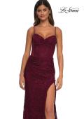 Picture of: Stretch Lace Prom Dress with Illusion Back and Sides in Dark Berry, Style: 32529, Detail Picture 14