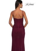 Picture of: Rhinestone Net Jersey Ruched Dress with Corset Top in Dark Berry, Style: 32753, Detail Picture 14